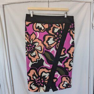 Worthington Floral Print Pencil Skirt – Size 12 – Black/Pink/Orange – 29 Inches